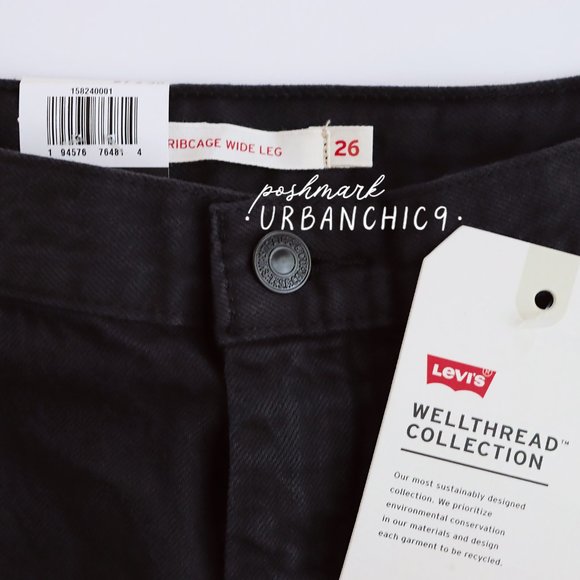 LEVI'S Wellthread Ribcage Wide Leg Jean Black 26 - Picture 5 of 11